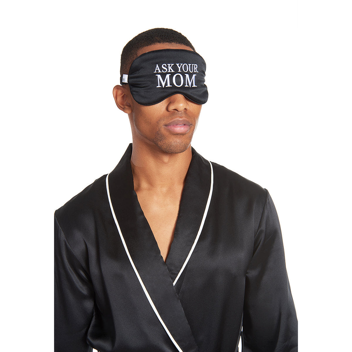 Beauty Silk Eye Mask with Velvet Band (19 Momme) Embroidered / Ask Your Mom 1 개