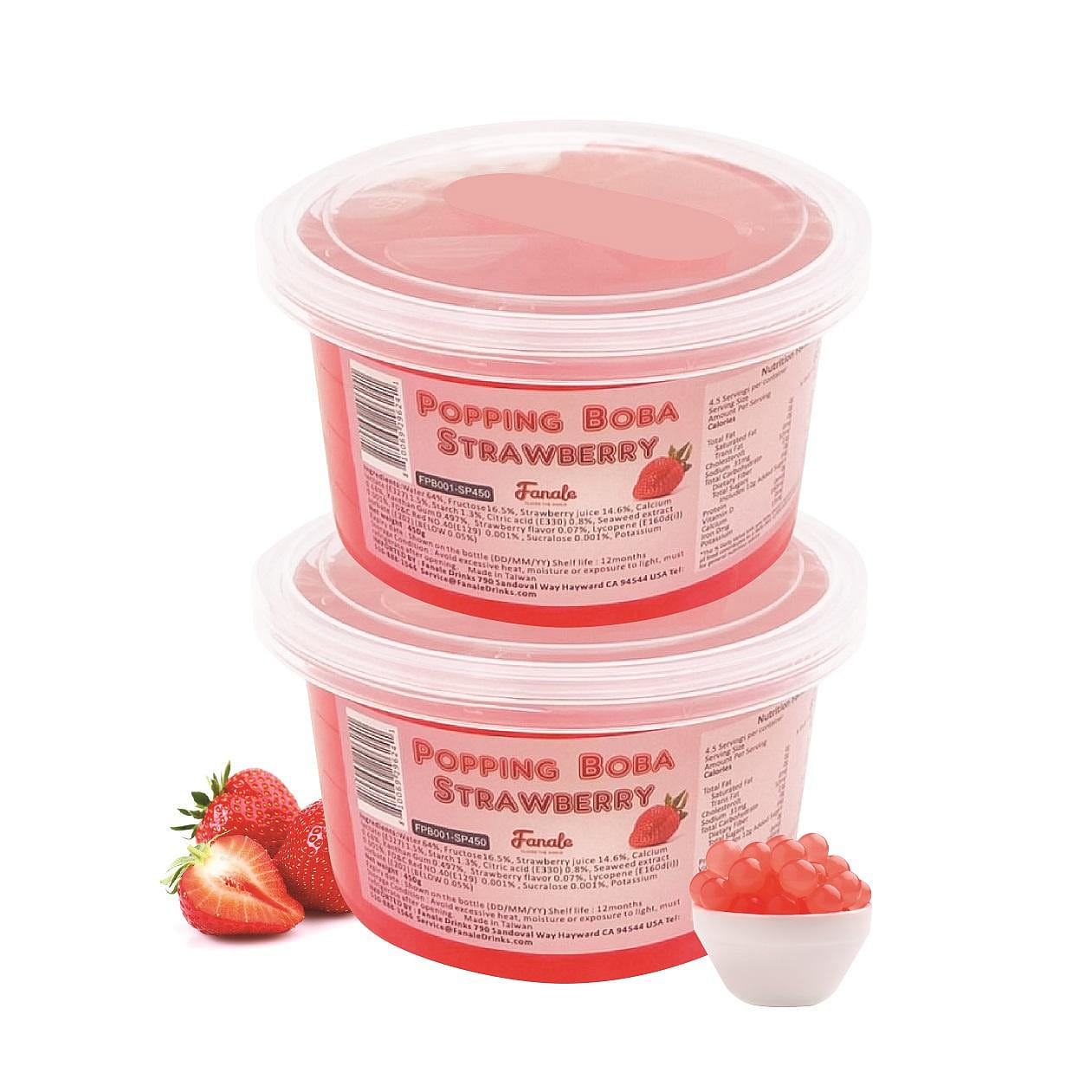 Fanale Popping Bursting Boba Strawberry Flavor 450g x 2 캔