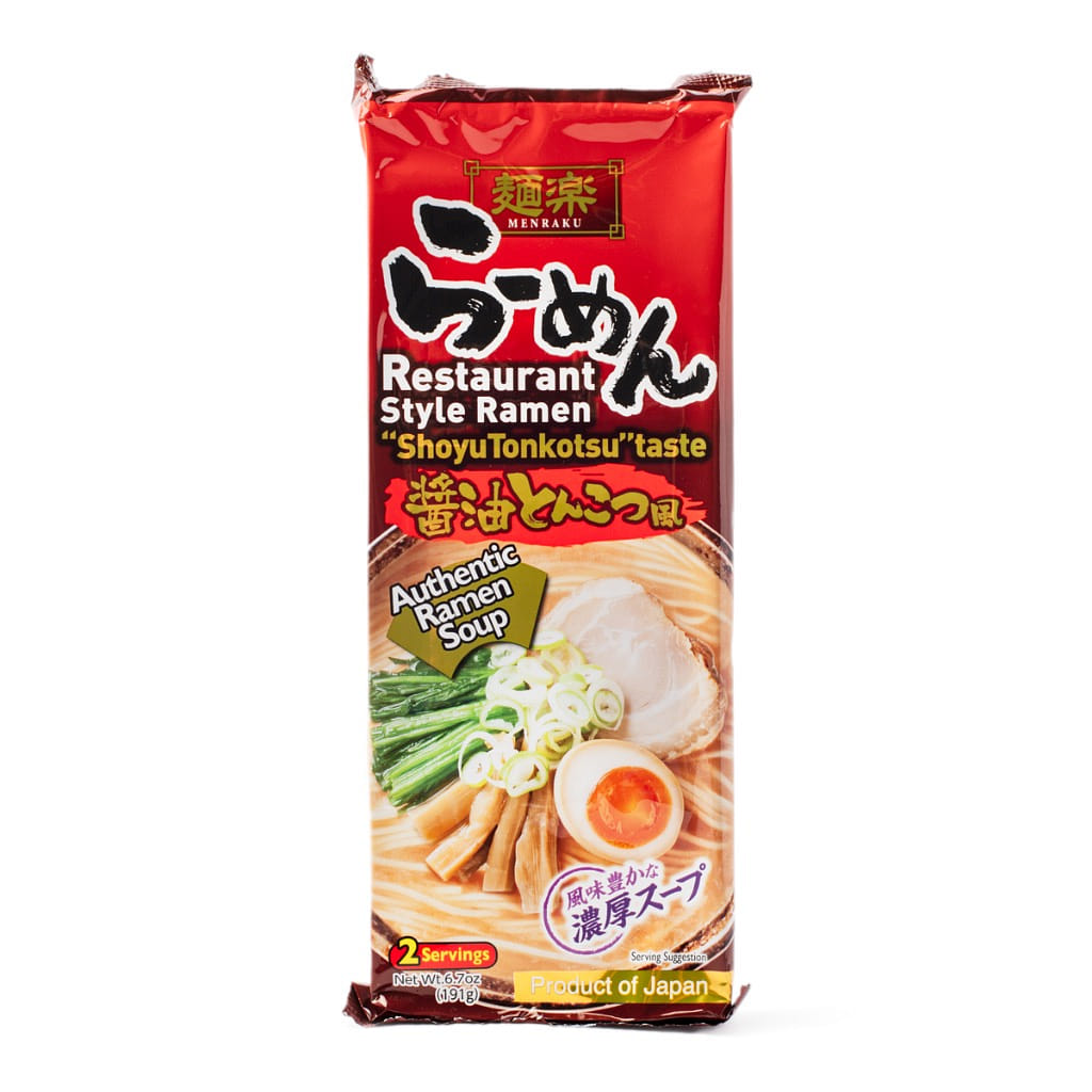 Menraku Restaurant Style Ramen Soy Sauce & Tonkotsu Flavor 2 Meals 6.7 oz