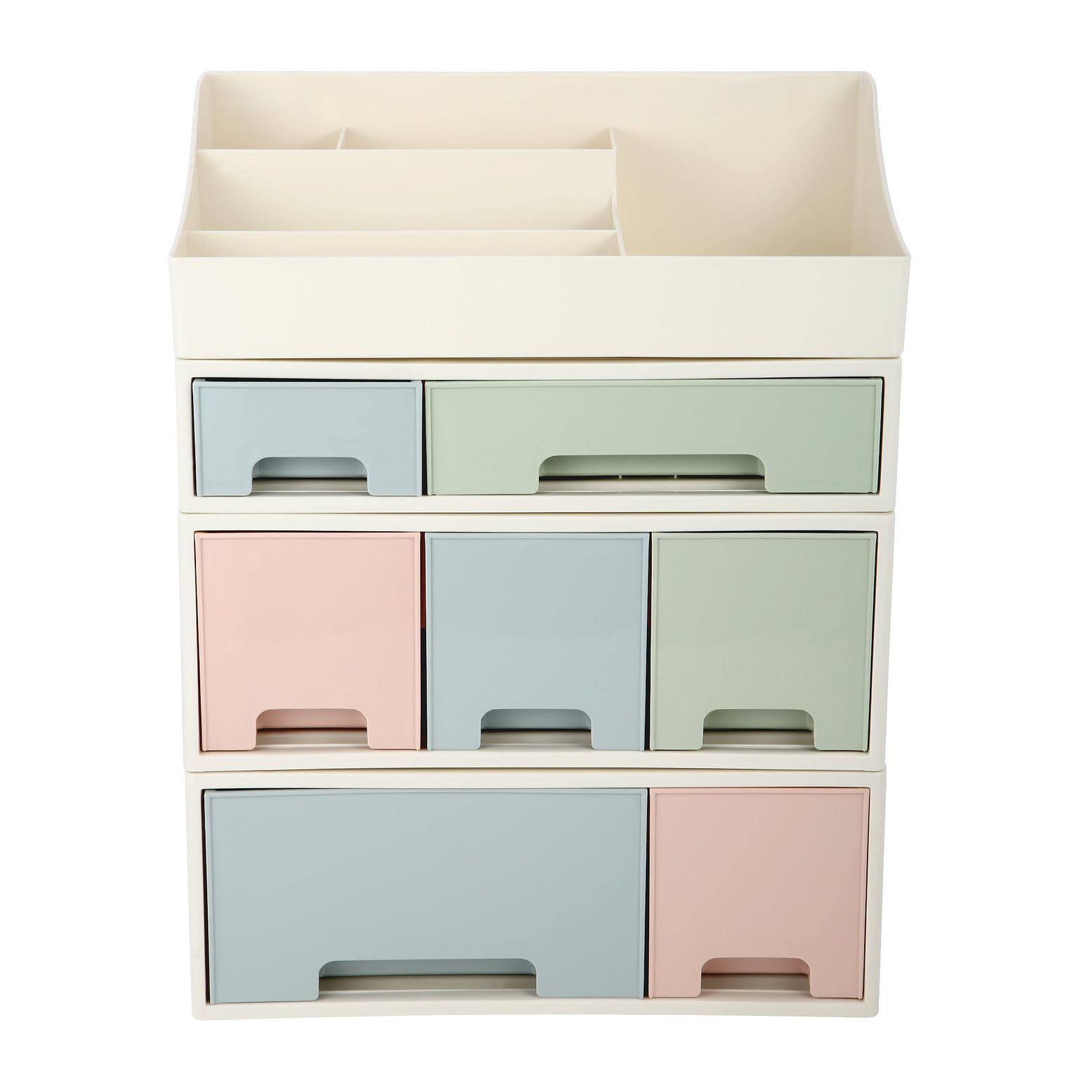 Multifunctional 4-Lay Storage Box [TADE] 7 Drawers 5 Slots Green Blue Pink 1 개입