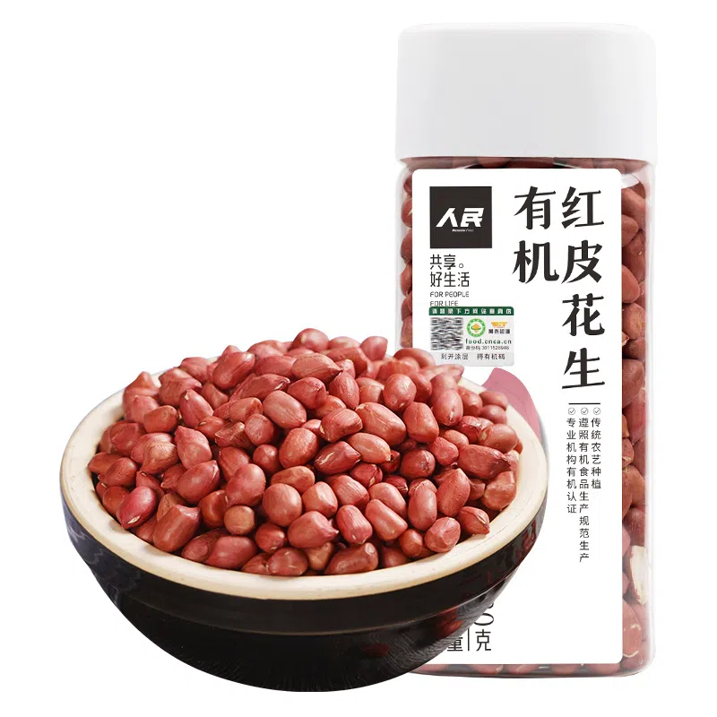 人民食品 有機紅皮花生米320g*1罐 320 克