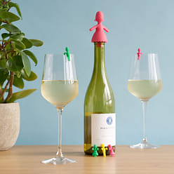 True Zoo Betty 1 Wine Bottle Stopper and 8 Wine Charms, Novelty Wine Gift Set, Silicone, Multicolor 1 份