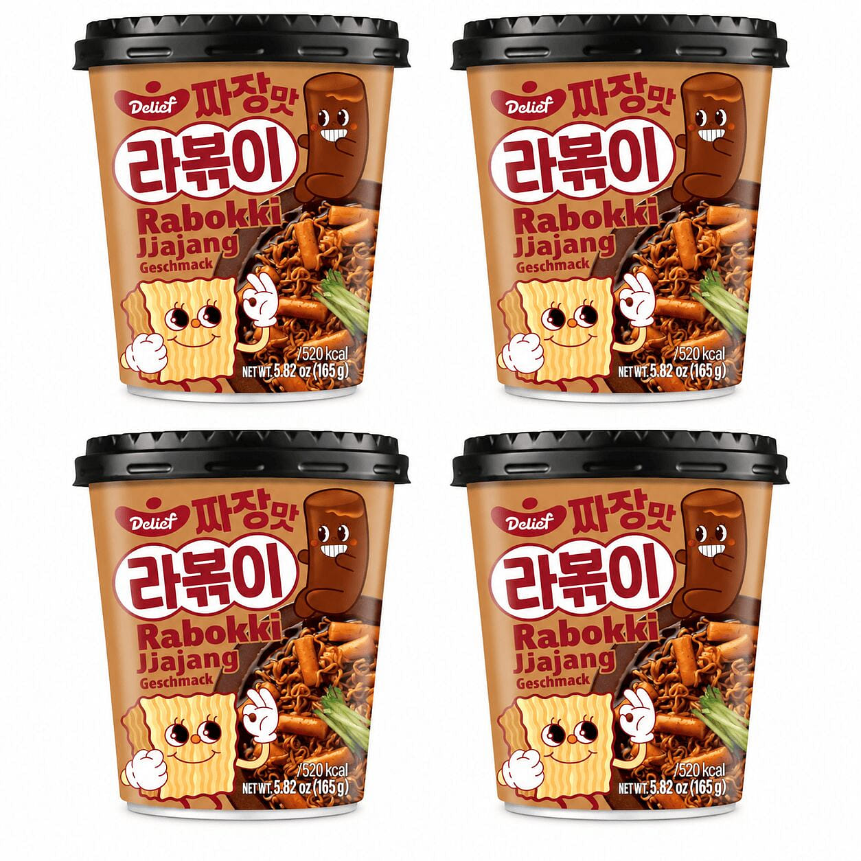 딜리프 라볶이 컵 짜장맛 165g × 4컵 1 팩