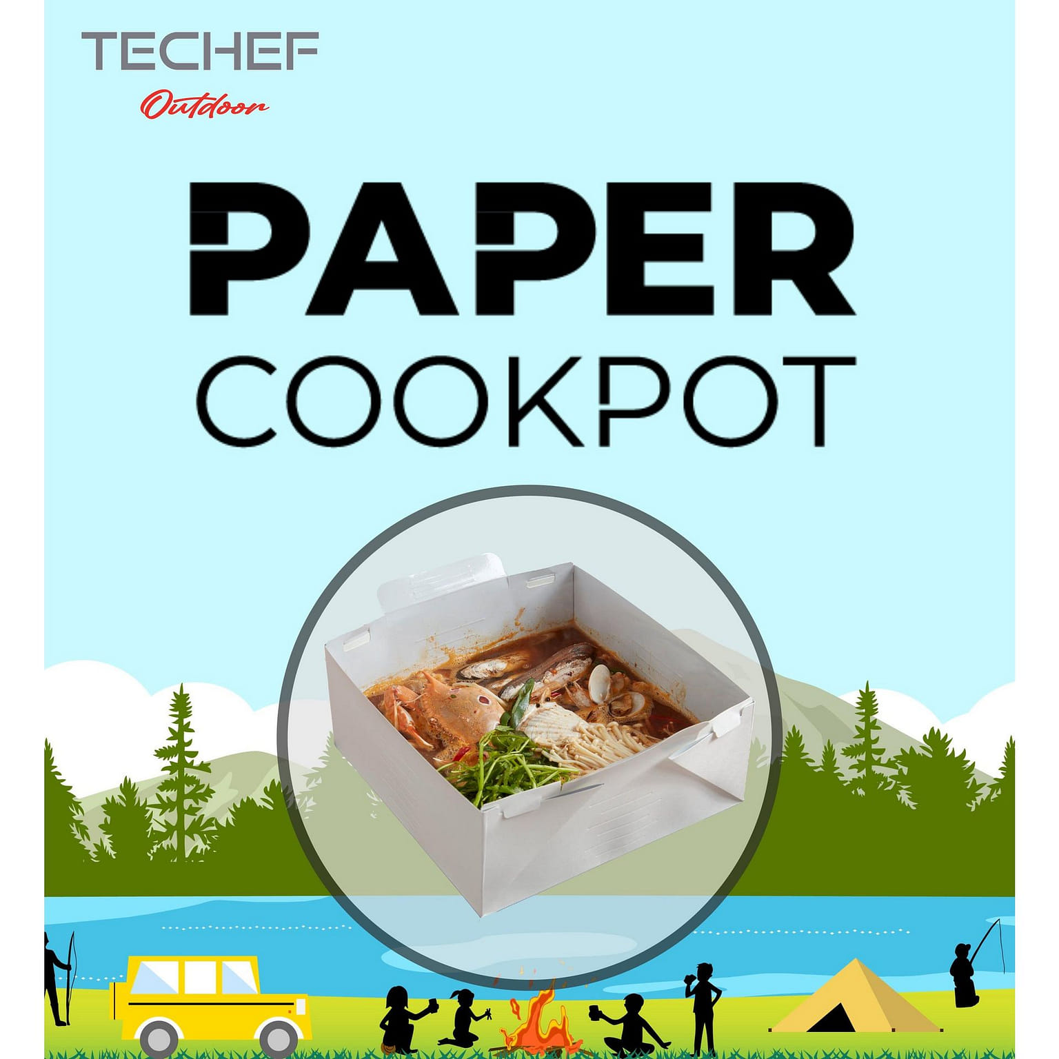 TECHEF 친환경 접이식 종이 냄비 페이퍼 쿡팟 – 집에서도, 캠핑에서도 스마트하게 1 개