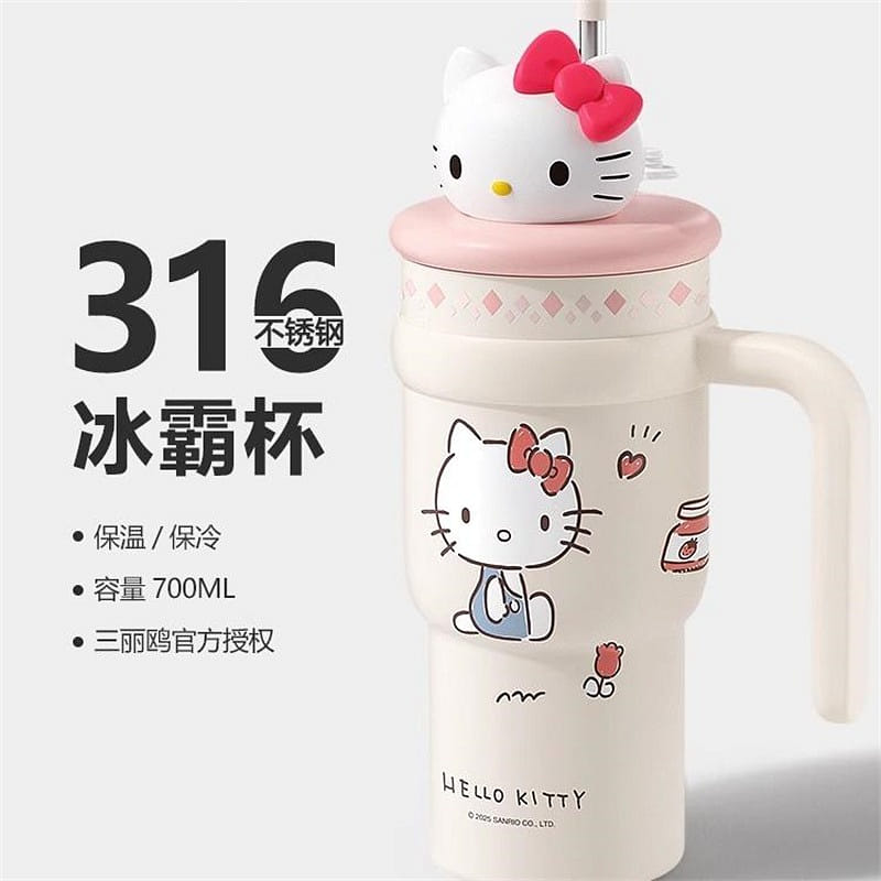 Thermos cup with large capacity and cute straw 1 개