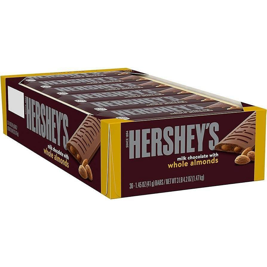 Hershey's Milk Chocolate Almond Bars 36ct 1.47kg 1 each