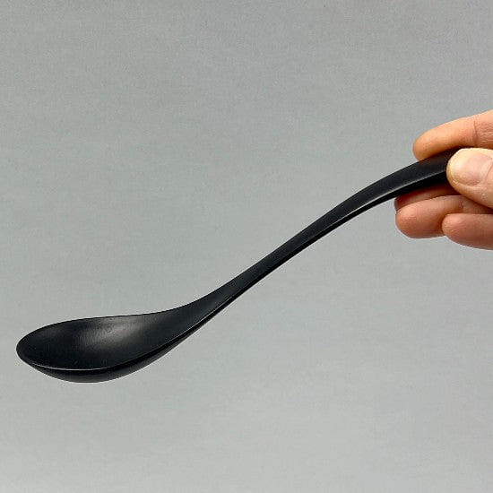 Melamine Matte Black Long Duck Oval Renge Spoon for Ramen Soup Noodles, 7.75" 1 개