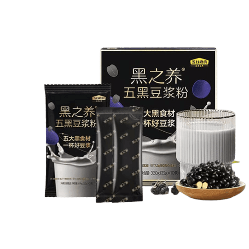 【五谷磨房 】五黑豆浆粉 0添加 无糖五黑之养黑豆豆浆粉孕妇早餐高蛋白 320g/盒 320 克