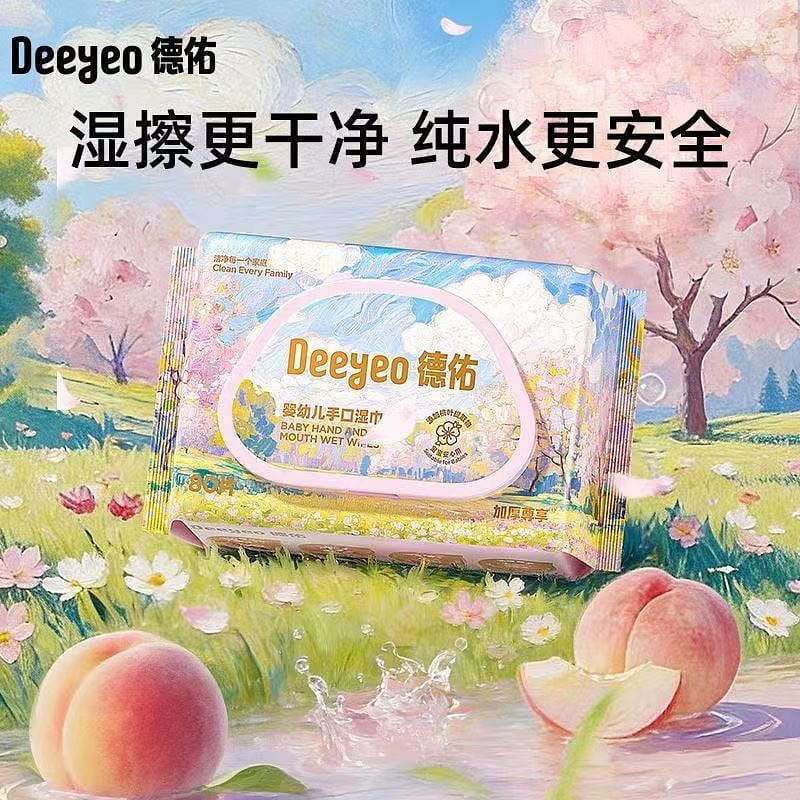 德佑 嬰幼兒手口溼巾 溼紙巾 桃葉款80片 1 份