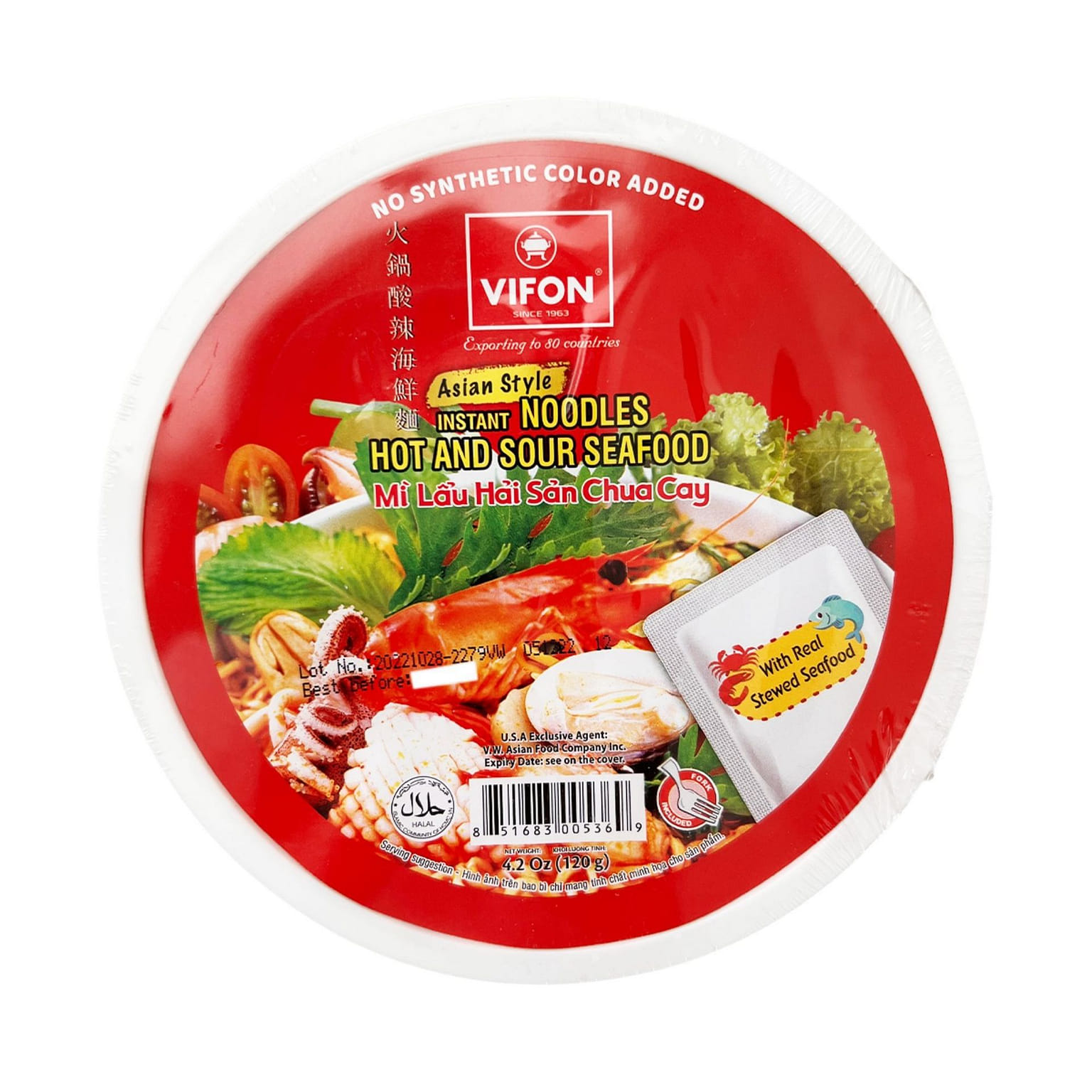[6-BOWL] VIFON Hot & Sour Seafood Hotpot Noodle 4.23 oz*6 counts