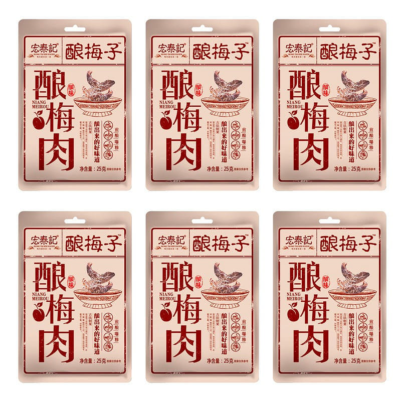 6 bags Hongtai Ji stuffed plum meat pouch 132 グラム