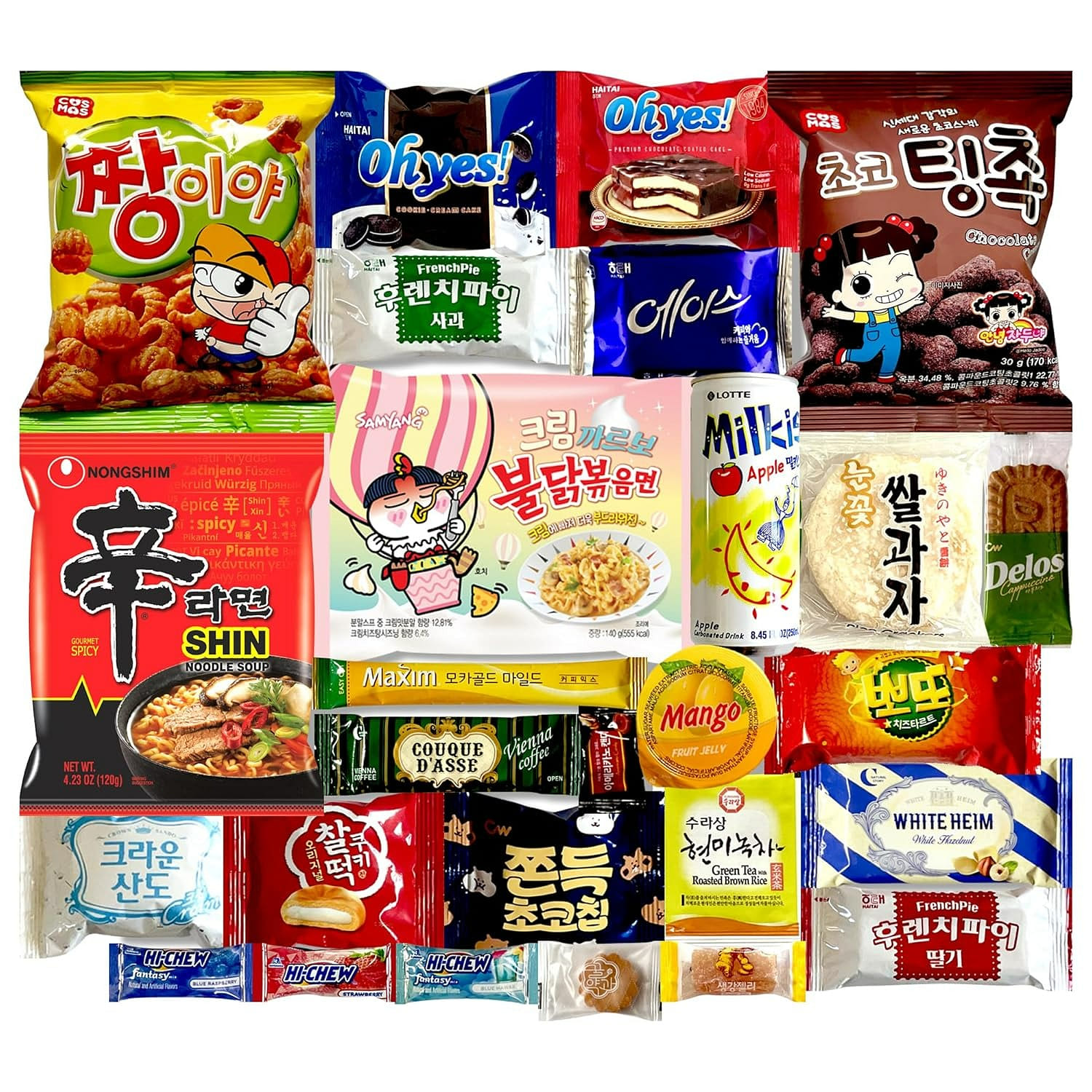Dagaon 美味韓國零食盒 28 份，美味韓國零食和食品 餅乾、曲奇、餡餅、糖果、飲料、拉麪, 28份大禮包， 美國倉庫發貨，一件包郵，2-3日達 28 个