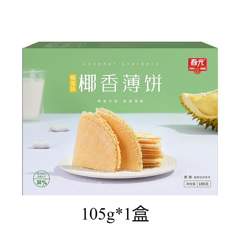 Thin pancake durian flavor, 105g*1 box 105 กรัม