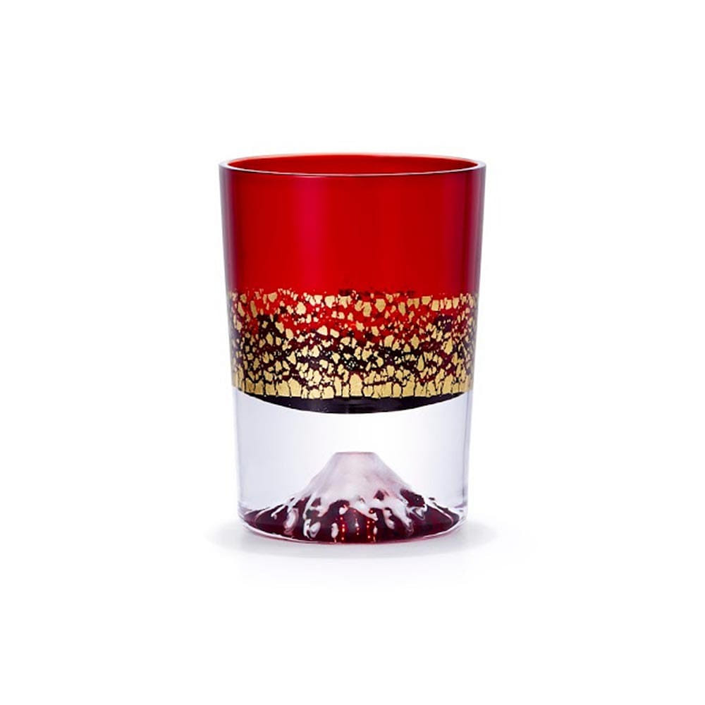 Tajima glass Handmade Mt. Fuji Gold Leaf Cup (Red, 2.9fl-oz) Made in Japan 1 อัน