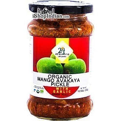 24 Mantra Organic Mango Avakaya Pickle with Garlic, 10.58 oz jar 10.58 oz