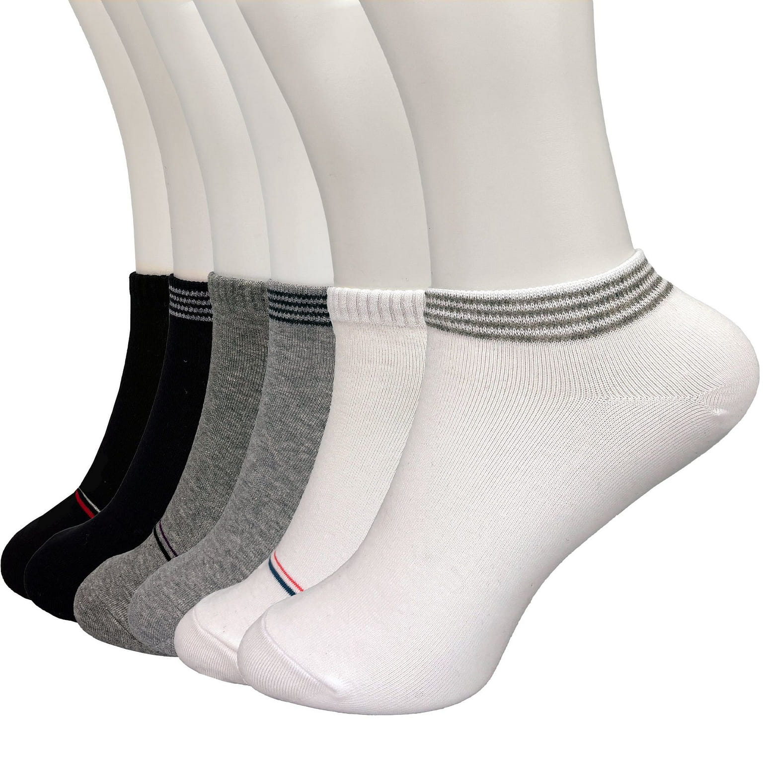 FEETO Cotton Ankle Socks, 6 Pairs Stripe-Man-#1 1 개