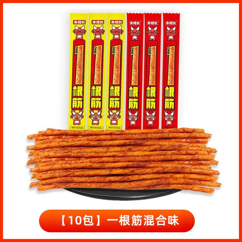 余校长 一根筋辣条混合味（麻辣+甜辣共10包） 140 克