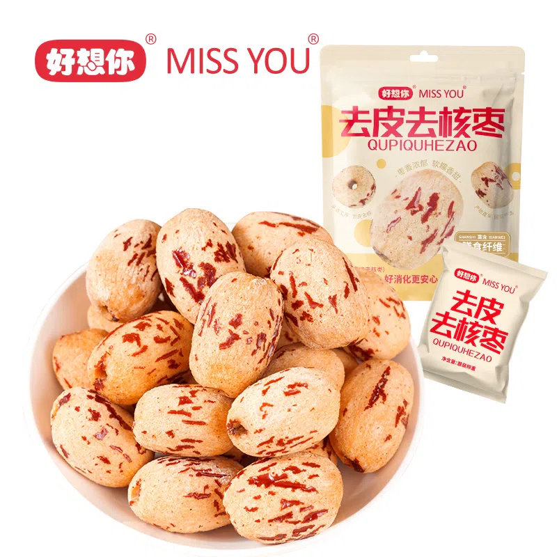 Miss You Peeled and Pitted Red Dates 60g*1 Bag 60 กรัม