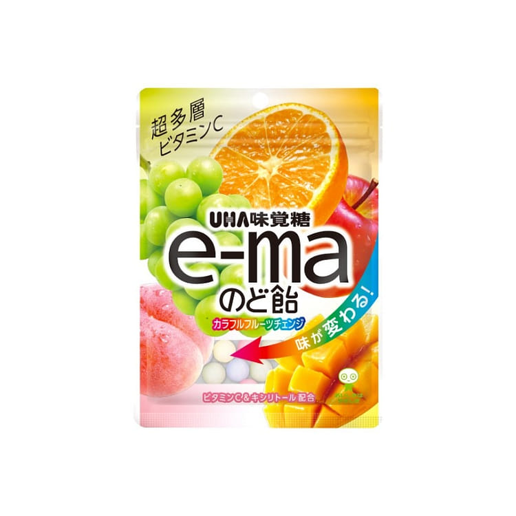 味覚糖 e-maのど飴袋カラフルフルーツチェンジ 50g - Weee!