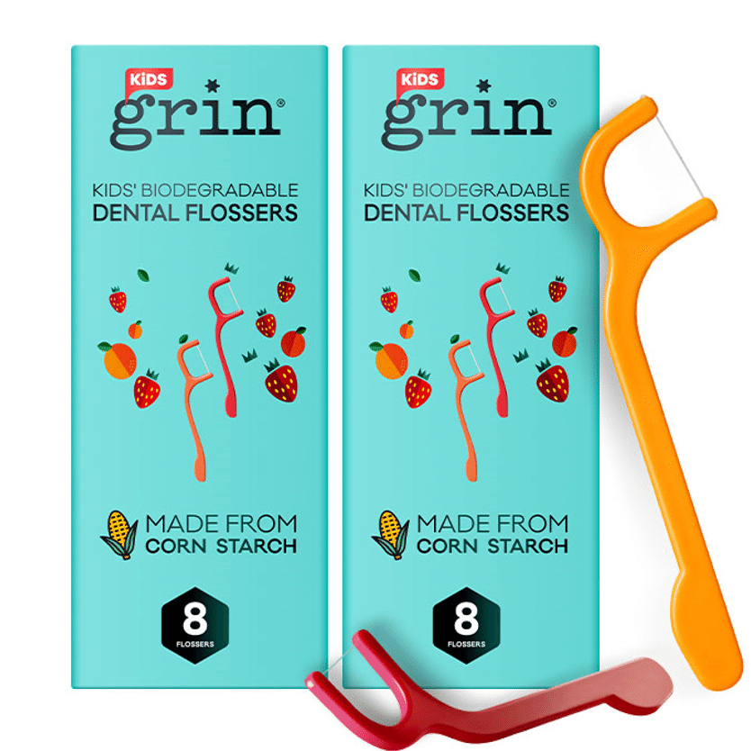 grin Biodegradable Kids flossers 8pk 8 count
