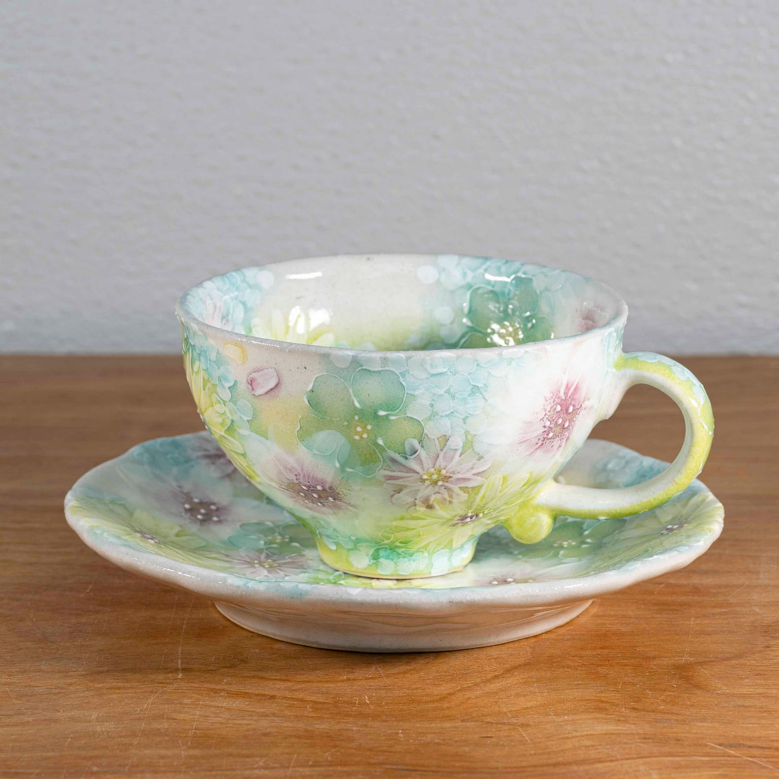 Yuzuriha Coffee Cup set Green Patterns (Gift Box) 1 each