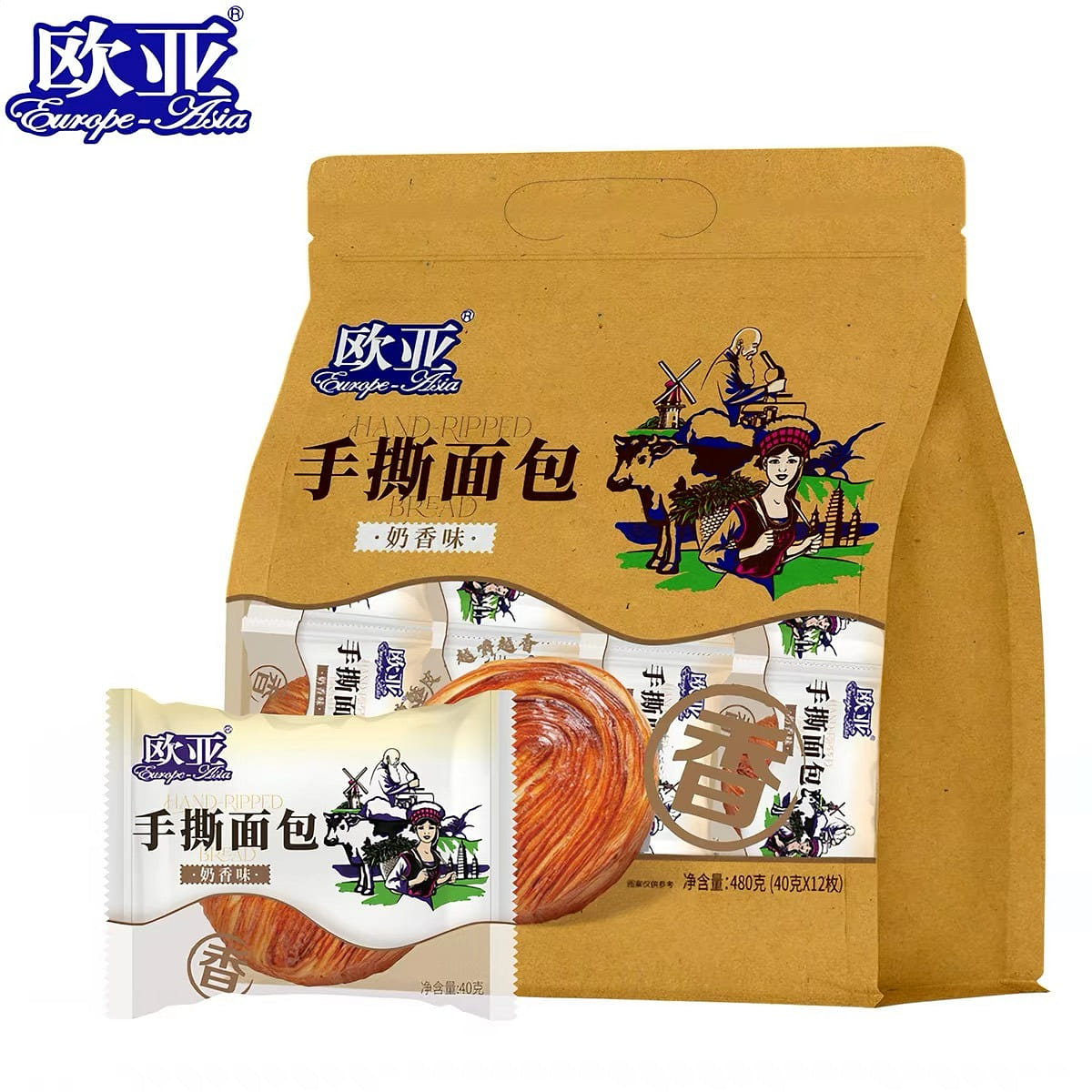 Eurasia Milk Flavor Hand-Torn Bread Breakfast 480g 480 g