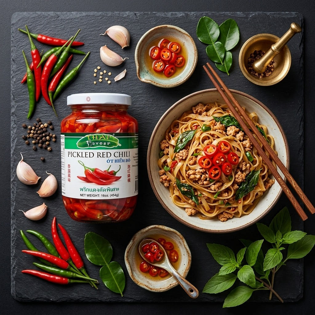 Pickle whole Red Chili in Jar 16 oz
