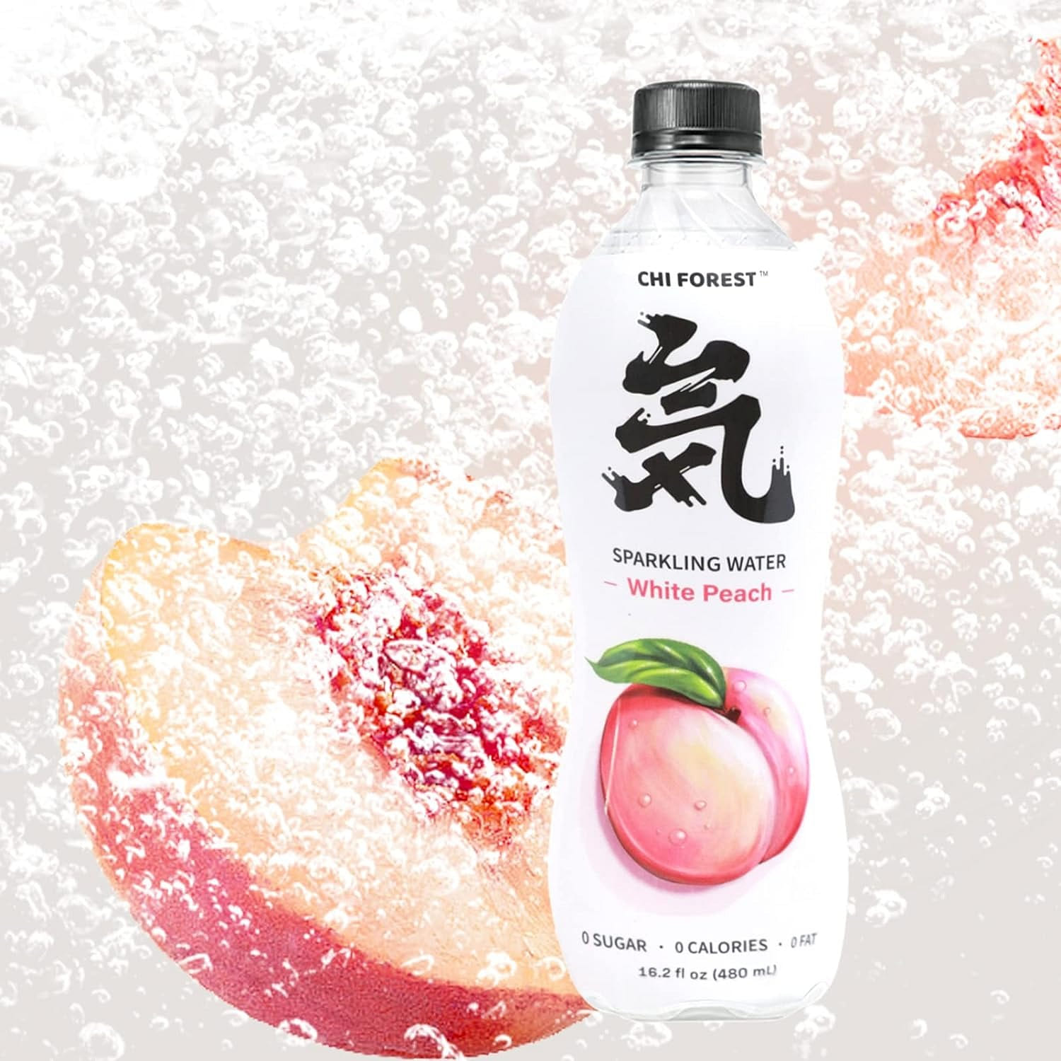 Genki Forest Sugar-Free Sparkling Water, White Peach Flavor 480 ml 480 밀리리터