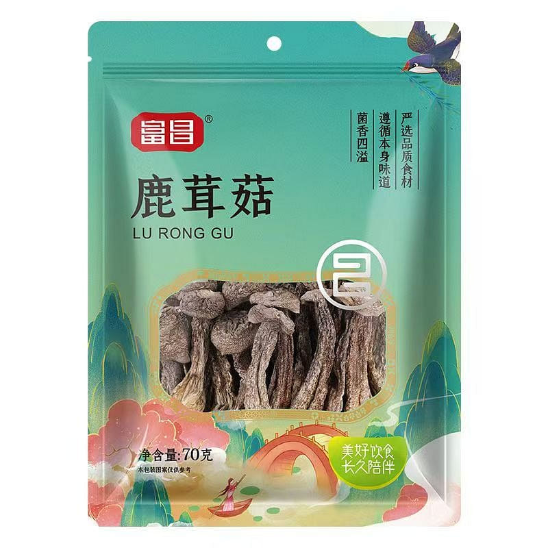 富昌鹿茸菇干货鹿茸菌农家特产脆脆菇煲汤70g*3袋 210 克