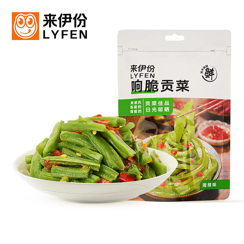 来伊份 响脆贡菜湘辣味 爽口下饭菜小吃休闲蔬菜零食 168 克