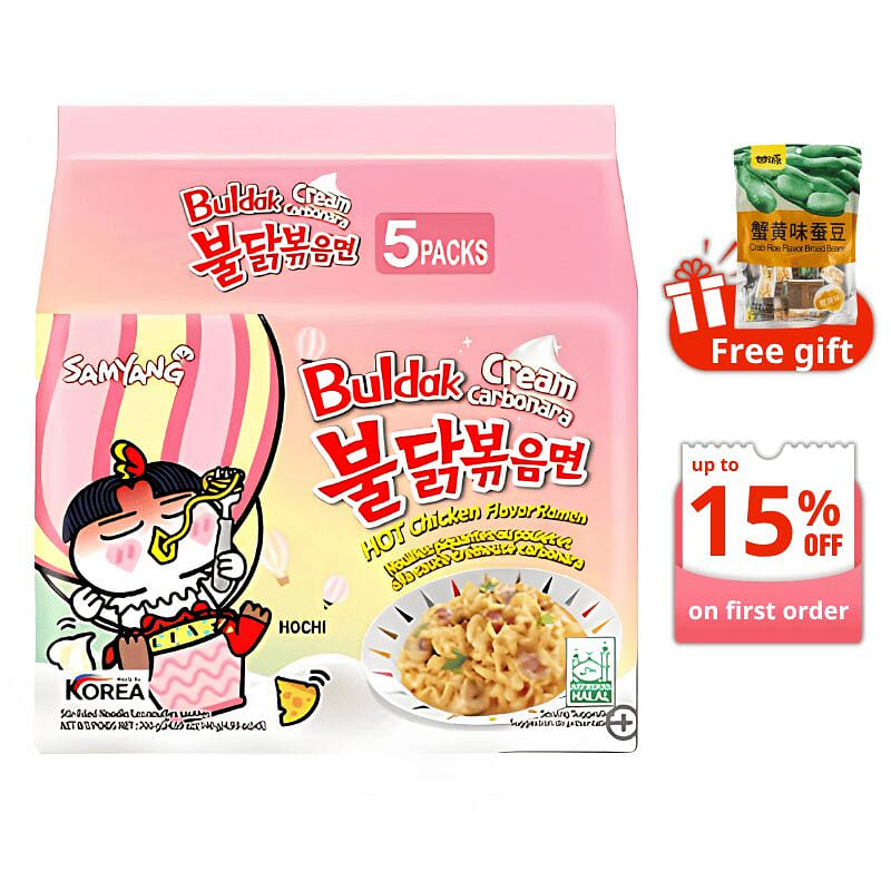 บะหมี่กึ่งสำเร็จรูป Samyang Buldak รสครีมคาโบนารา แพ็ก 5 ซอง 140 g