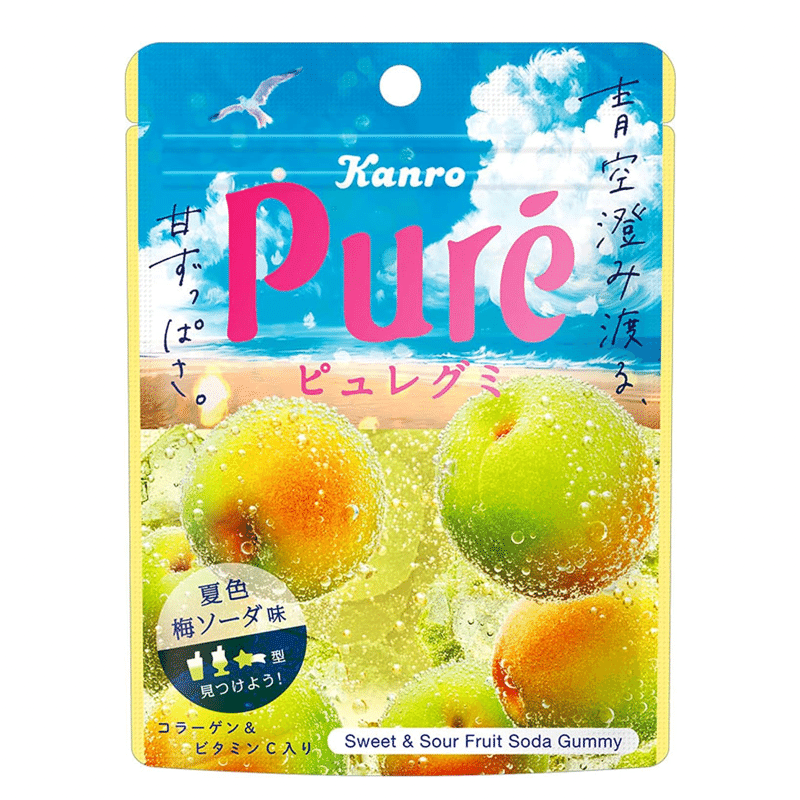 Direct from Japan: KANRO PURE Plum soda flavor, 52g