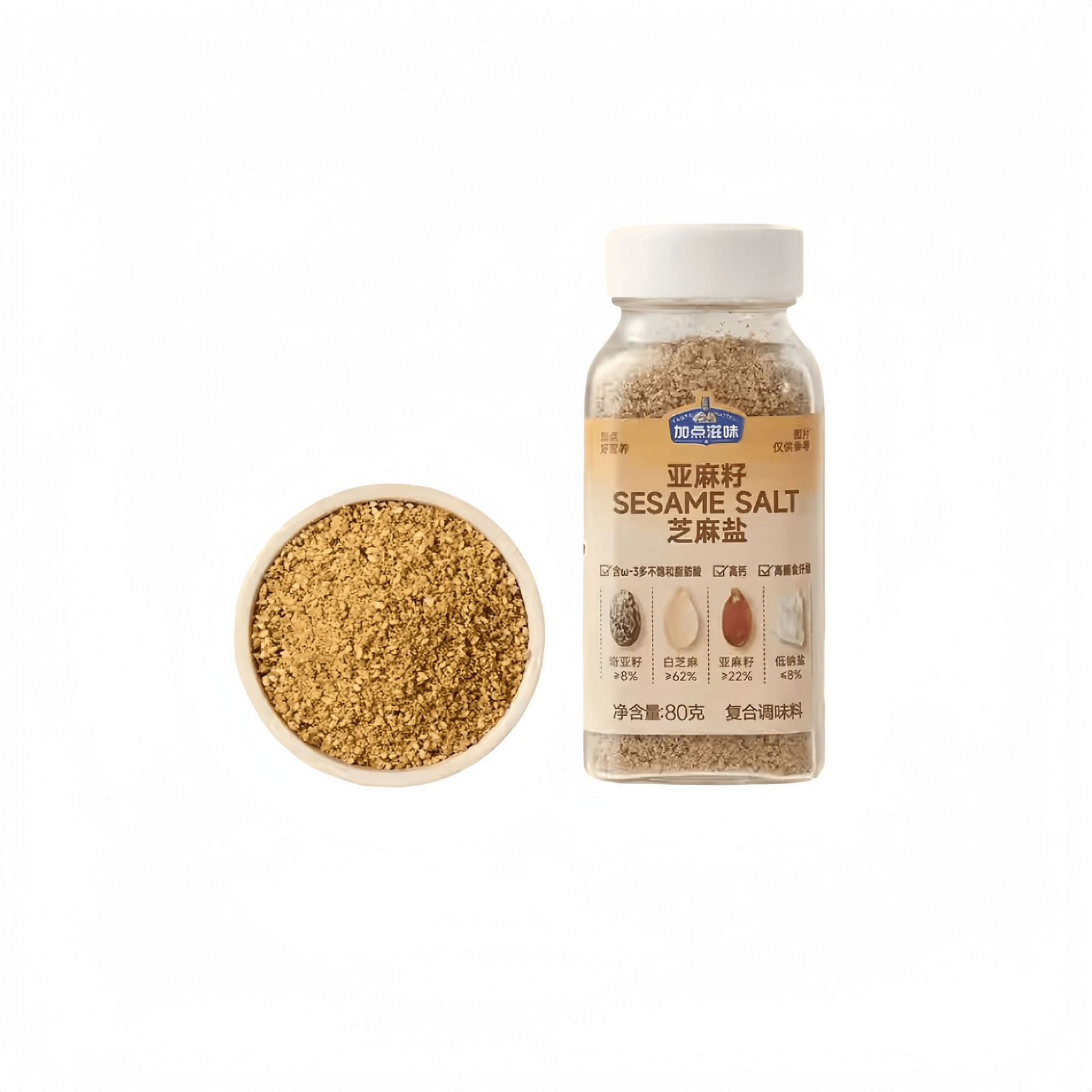 加点滋味亚麻籽芝麻盐提鲜增香蘸料80g*1瓶 80 克