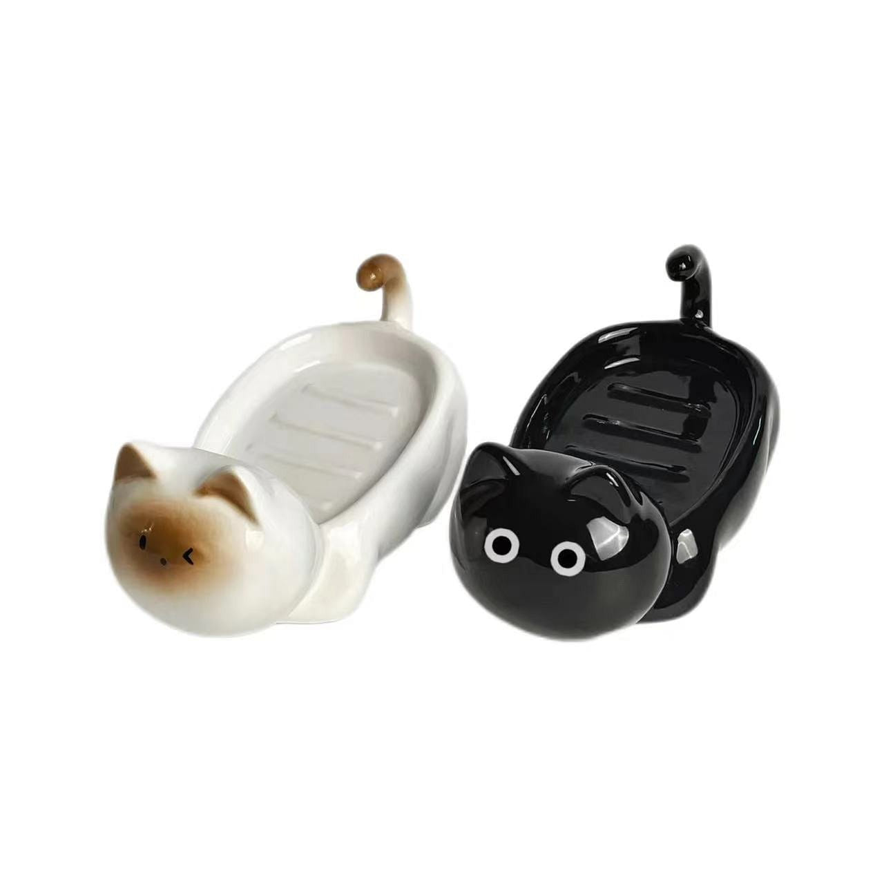 Siamese Cat Ceramic Soap Box Bathroom Soap Box - combination 1 Set 1 개