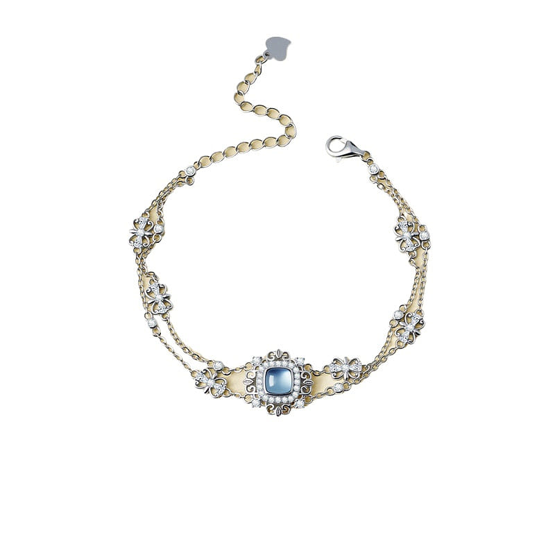 Silver Bracelet Sea Blue Treasure Jewelry 14*13mm 1 box