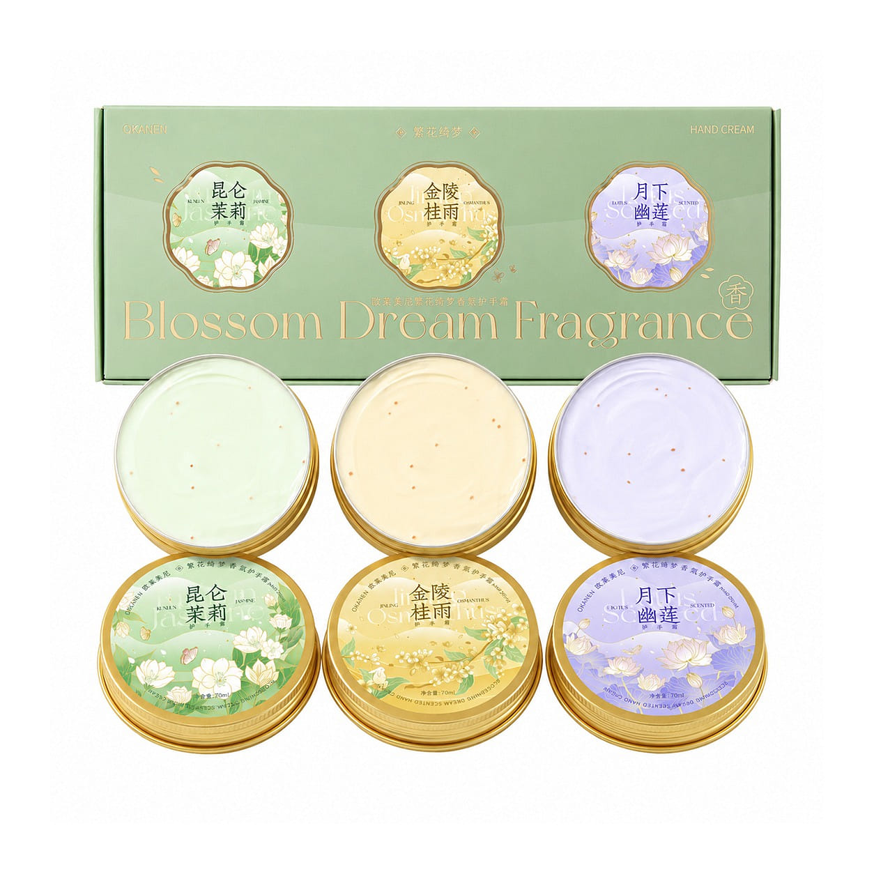 Floral Hand Cream, Fall & Winter Moisture, 3 Jars 210 ml