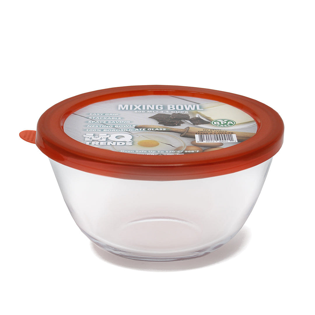 HQ Glass Mixing Bowls / Storage Bowl with PP Berry Lid Heat-Resistant Airtight 27oz Round Baking Dish for Cooking Kitchen Storage Refrigerator Boxes Bakeware for Kitchens 800 ML 1 each