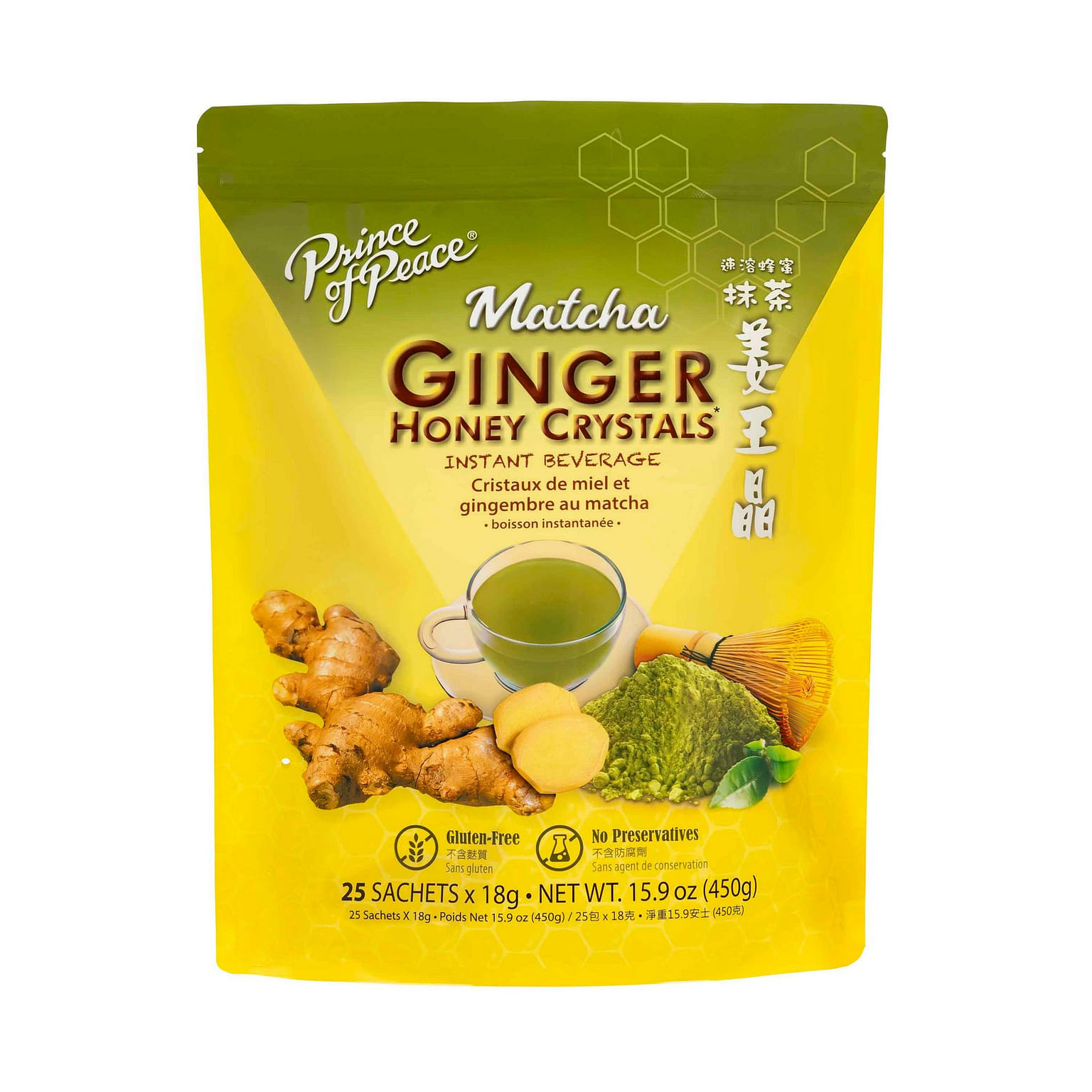 Prince of Peace Ginger Honey Crystals with Matcha, 25 sachets 1 ส่วน