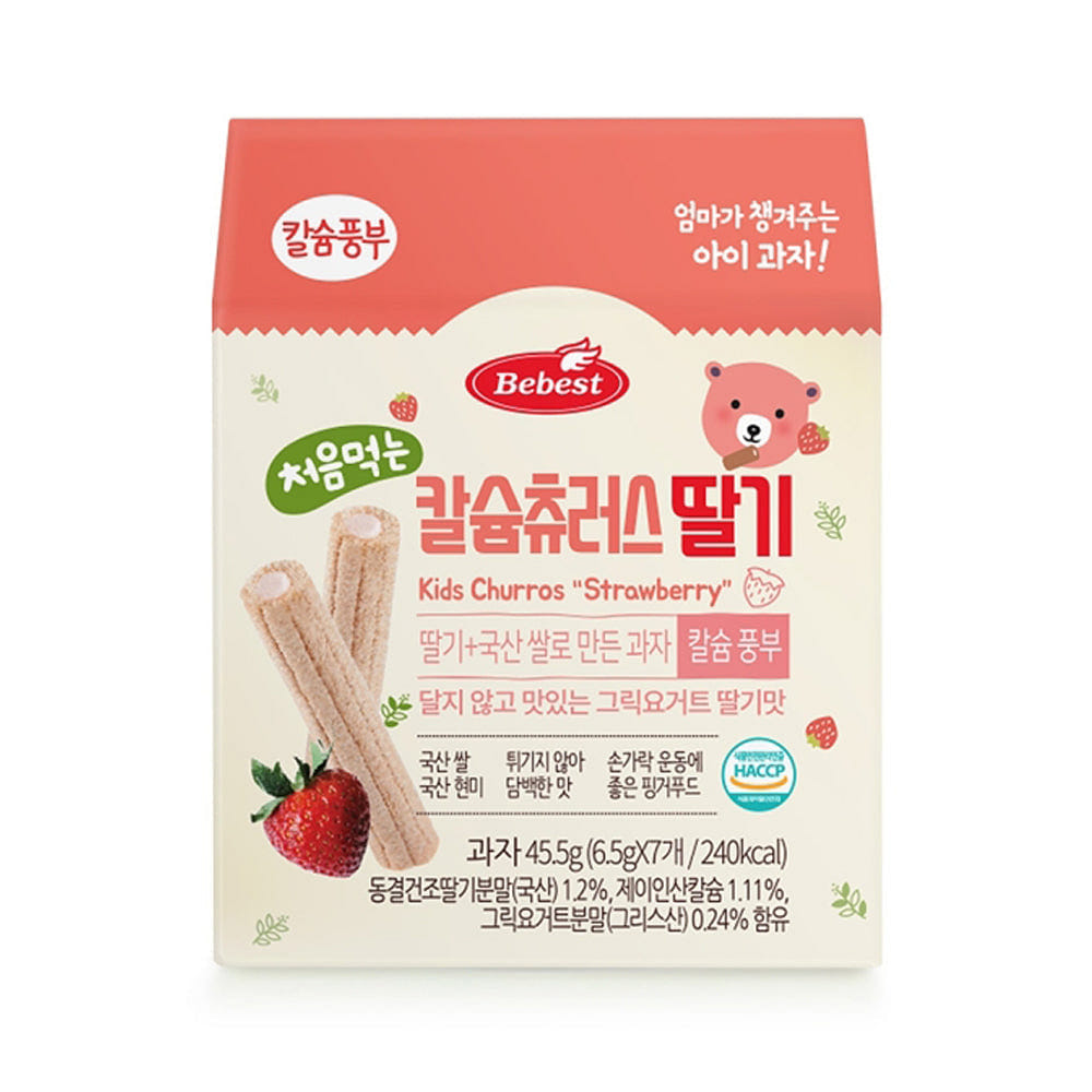 베베스트 처음먹는 칼슘 츄러스 딸기맛 7p 45.5 그램