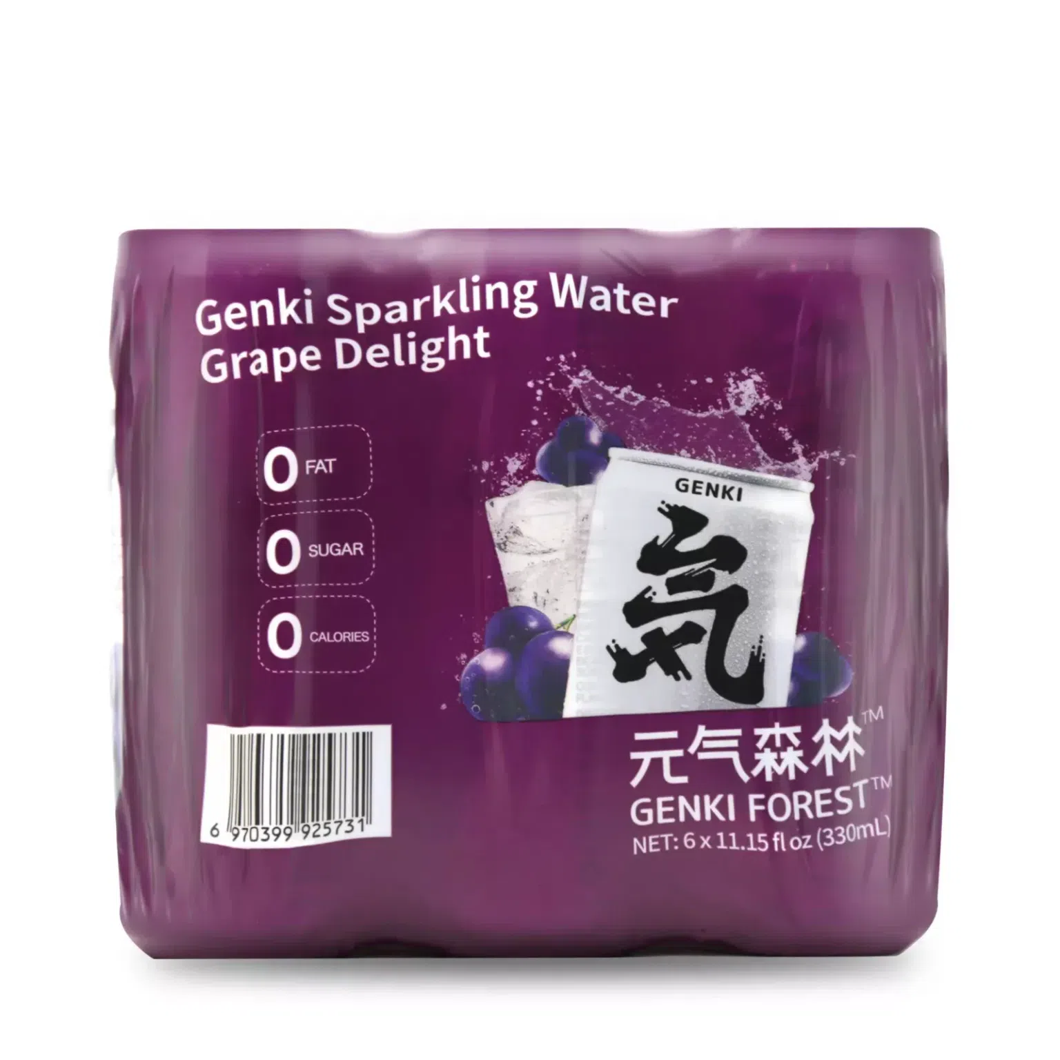 Genki Forest Sparkling Water, Grape Delight Flavor pack of 6 1 ส่วน