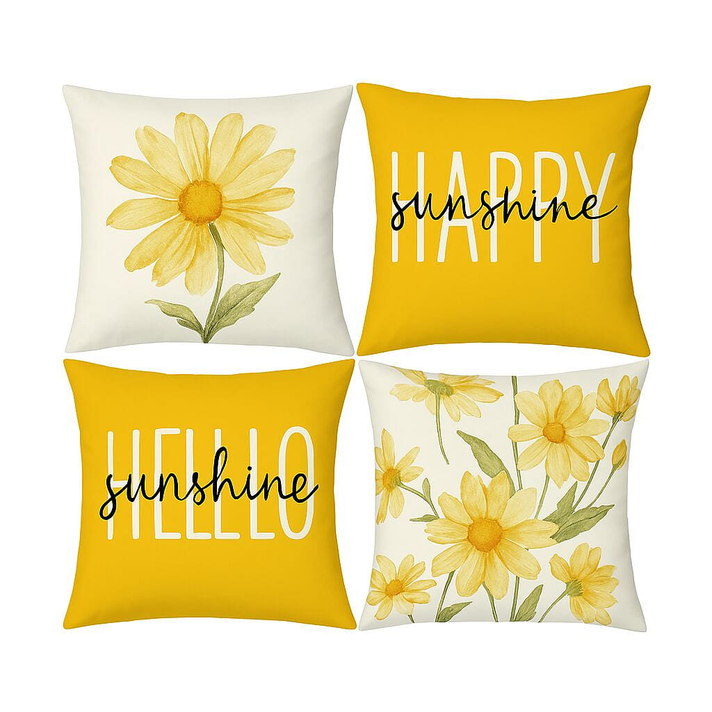 4-Piece Yellow Pillowcase Set - Happy Sunshine 4 개