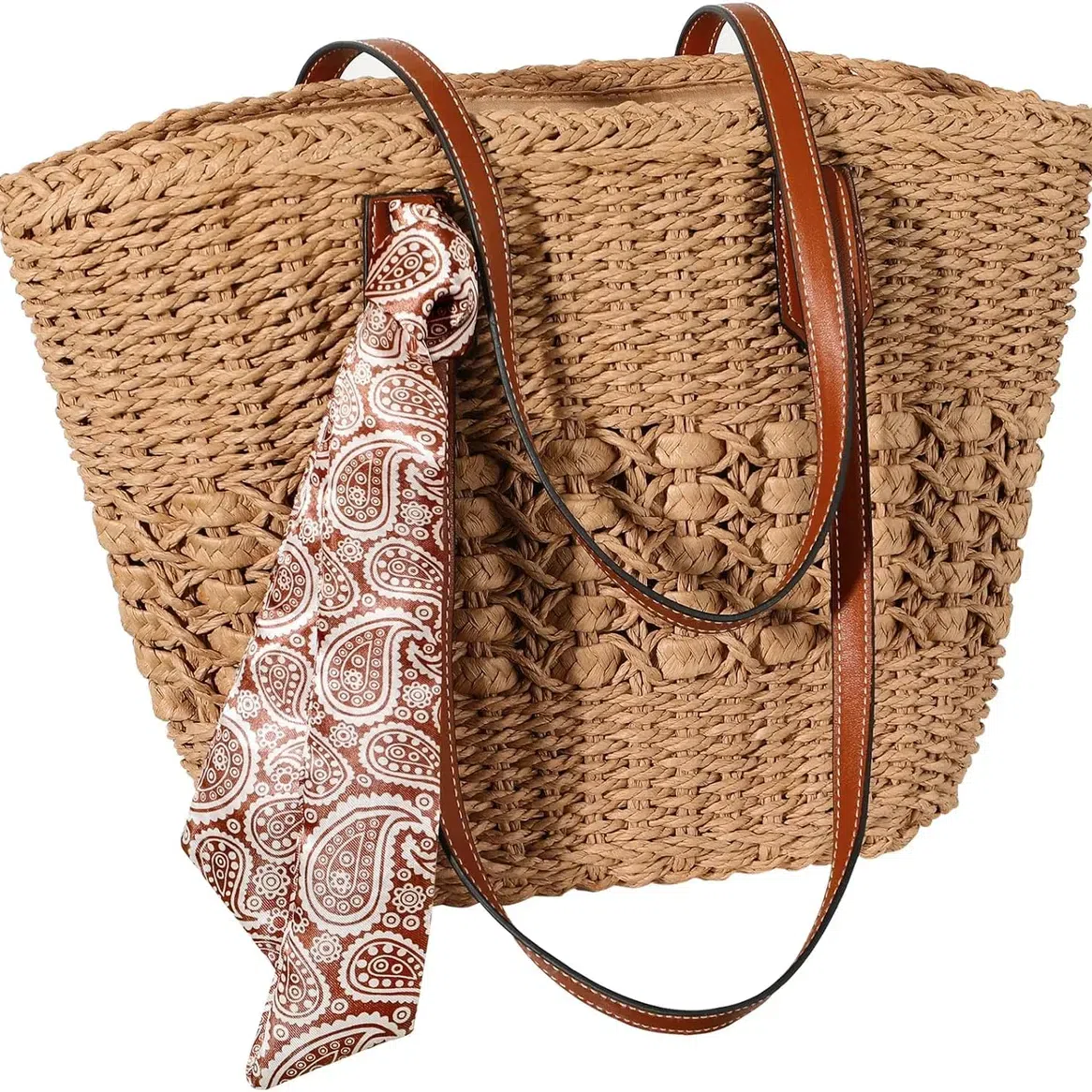Summer Straw Woven Beach Tote Bag for Women 1 팩