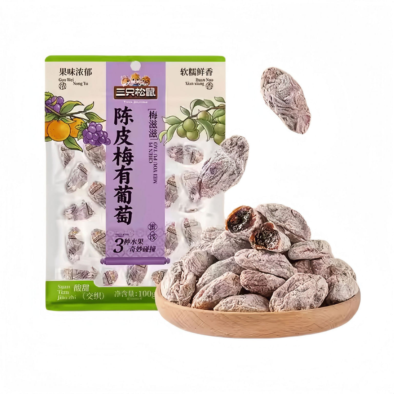 Dried Tangerine Peel Plums with Grapes 100g*1 bag 100 g