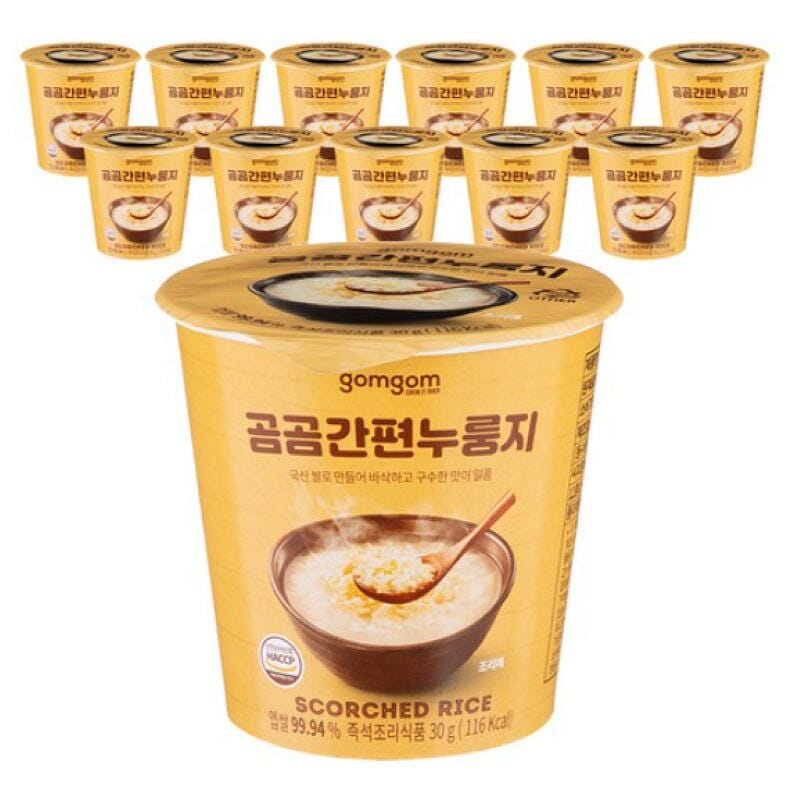[한국 직배송] 곰곰 간편 누룽지 30g * 12개, 1박스 360 그램