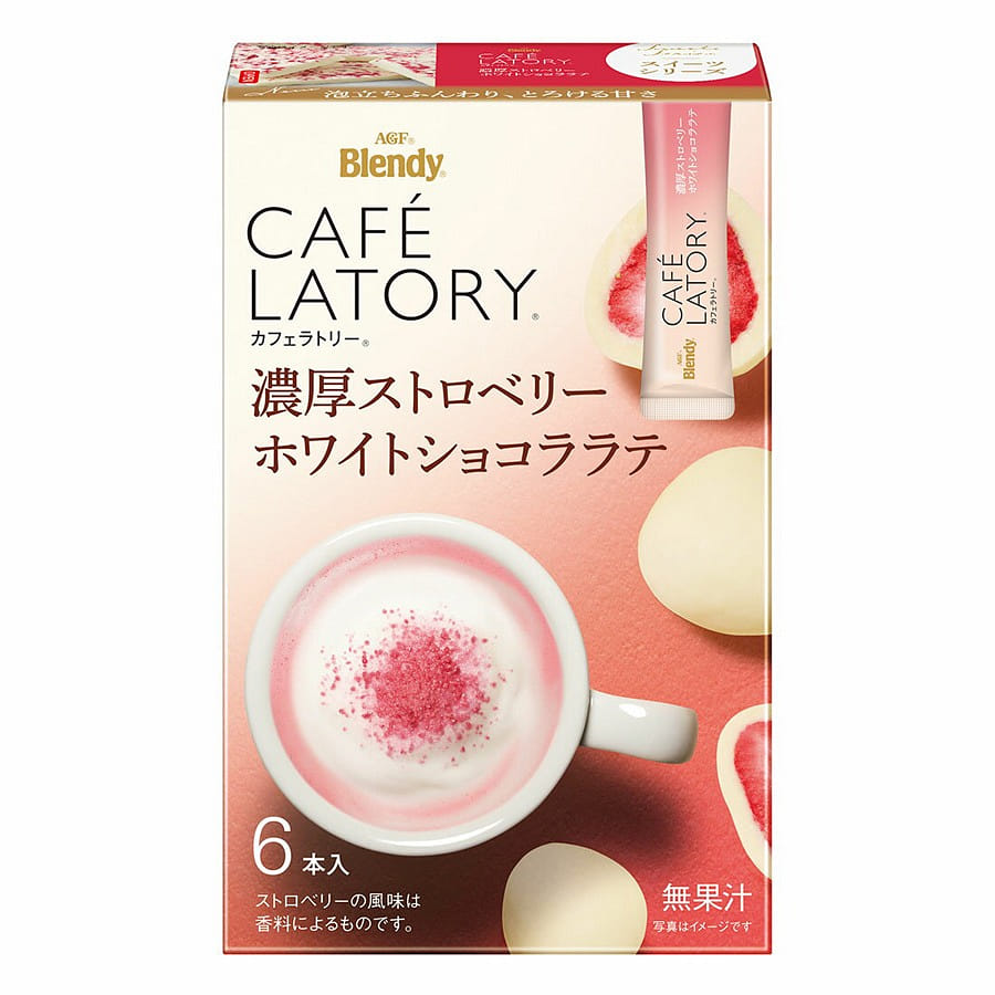 AGF CAFE LATORY Strawberry White Chocolate Instant Milk Tea 6pcs 1 箱