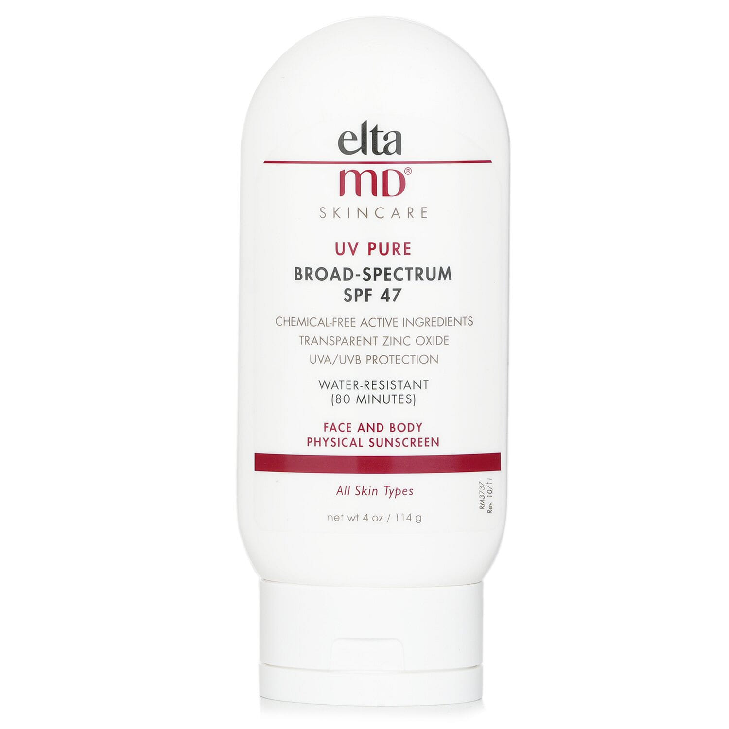 EltaMD UV Pure Water-Resistant Face & Body Physical Sunscreen SPF 47 114g/4oz 114 그램