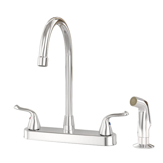 weee_grocery_High-Arc Double-Handle Standard Kitchen Faucet with Side Sprayer in Chrome 2.62 lb