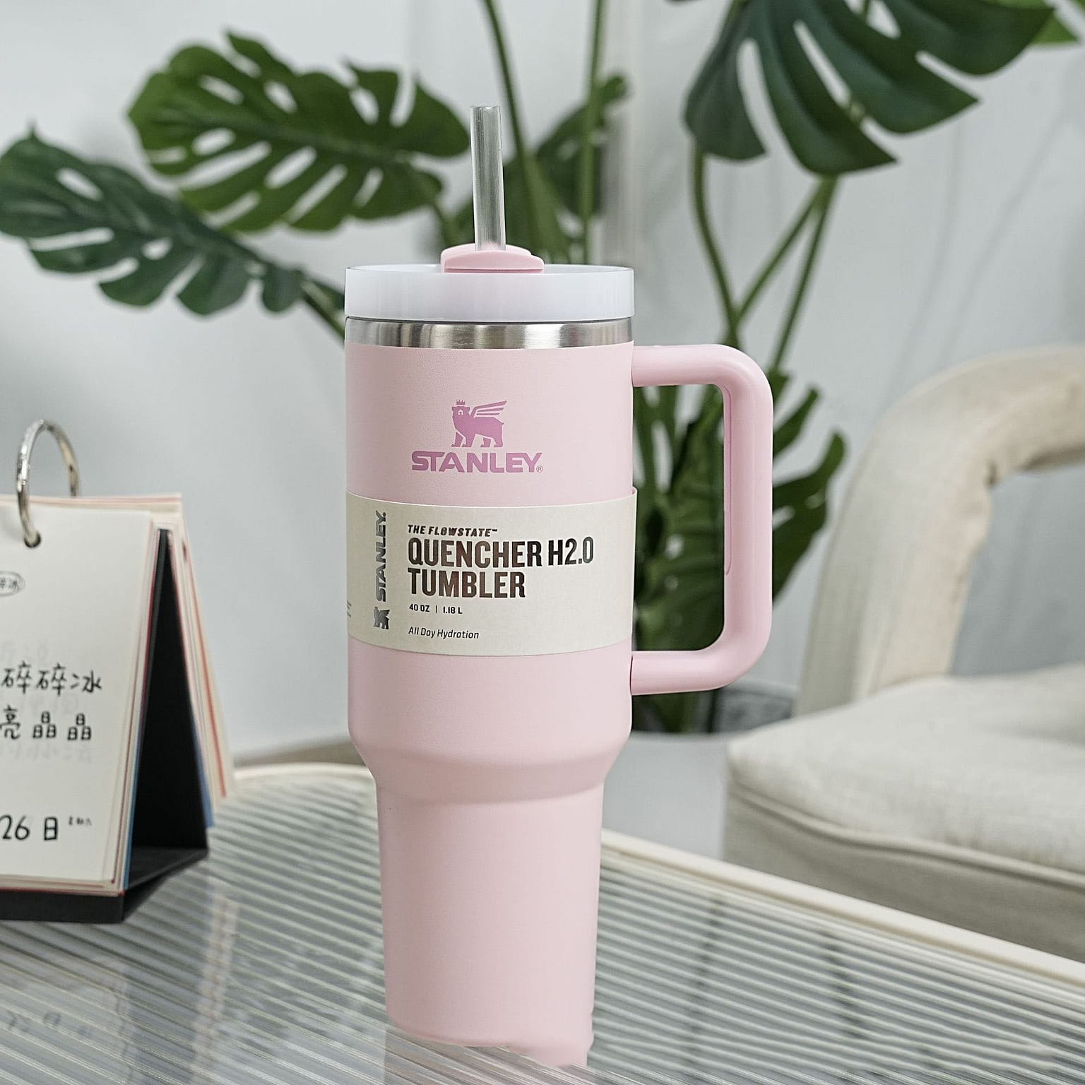 STANLEY 40oz. Quencher H2.0 Stainless Steel Vacuum Insulated Tumbler(pink) 40 온스