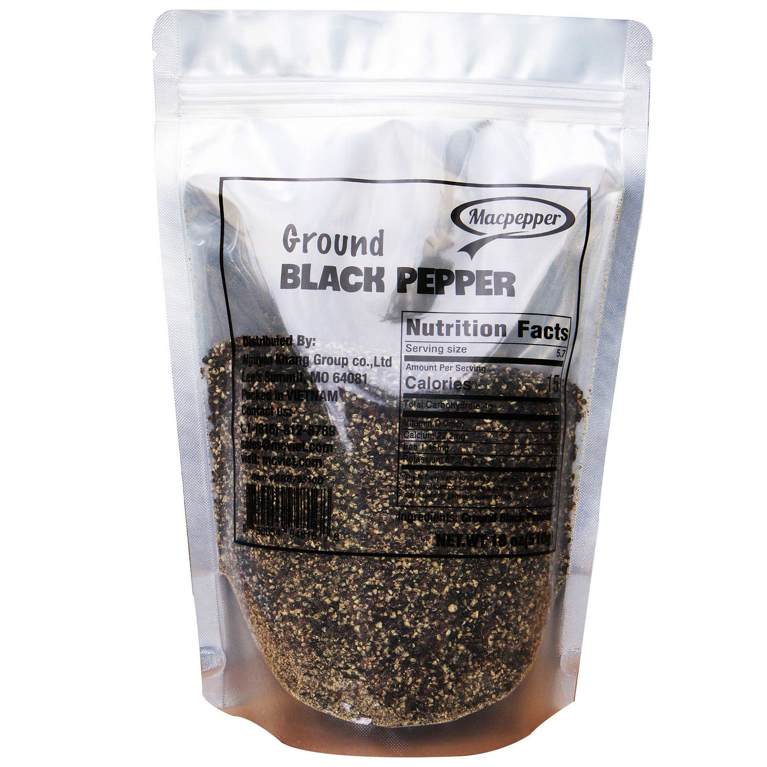 Hạt tiêu đen xay đặc sản Việt Nam MACPEPPER 18 Oz (510g) 1 phần