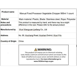 Manual Food Processor Vegetable Chopper 900ml 1 count